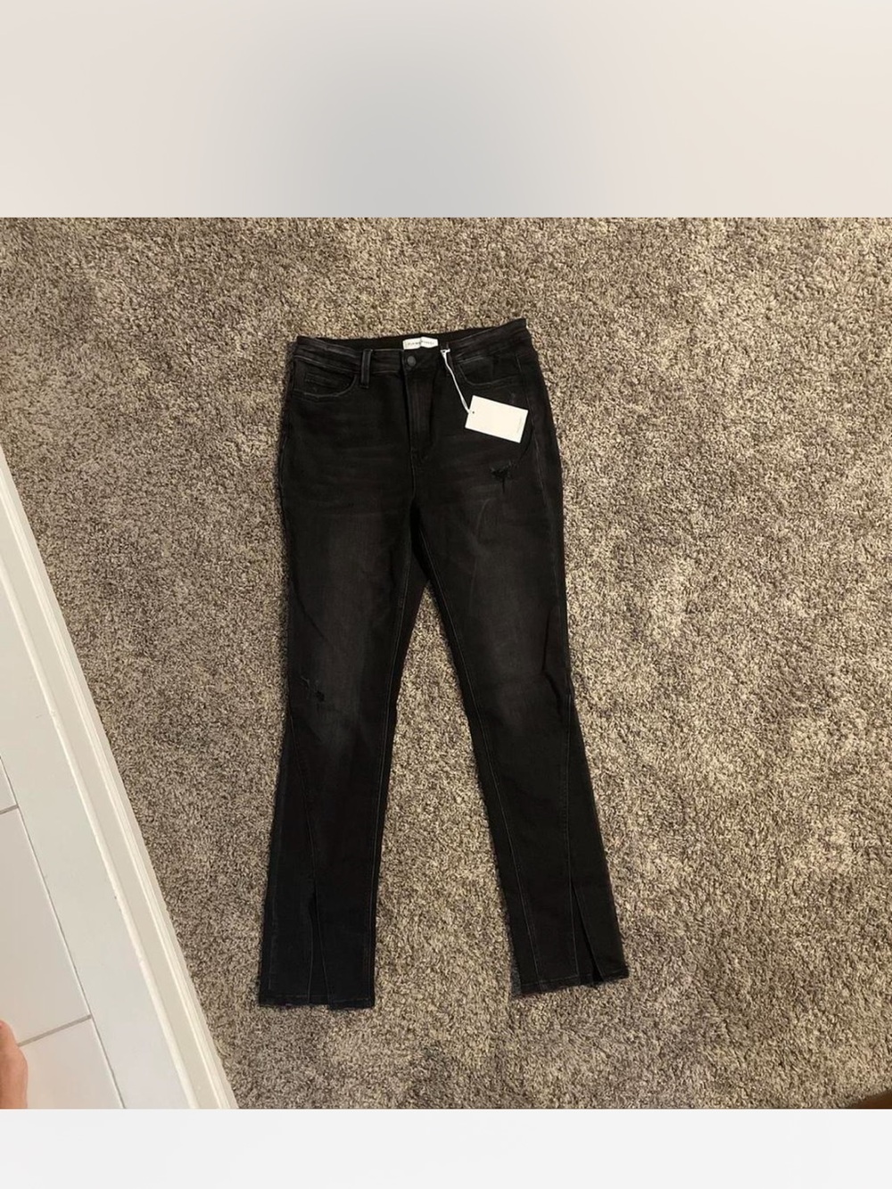 Black Women's Flare Jeans with front slit